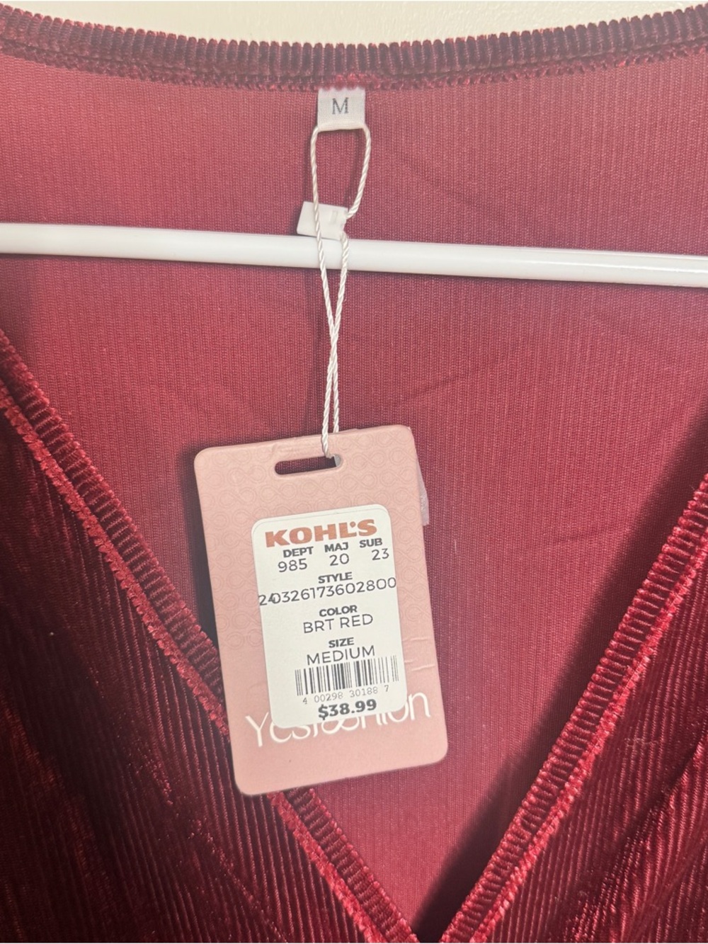 Kohl's Bright Red Velvet Wrap Dress - Picture 4 of 4
